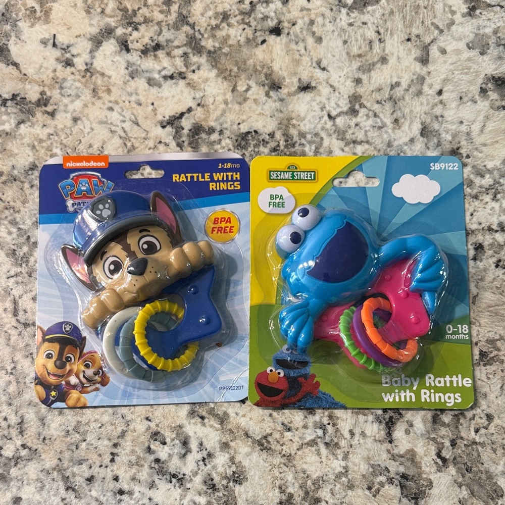 Nickelodeon Paw Patrol Chase Baby Rattle with Rings - Blue & Tan